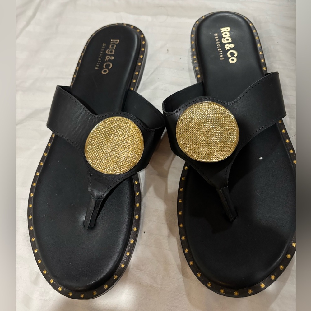 Rag & Co Black and Gold Women's Sandals
